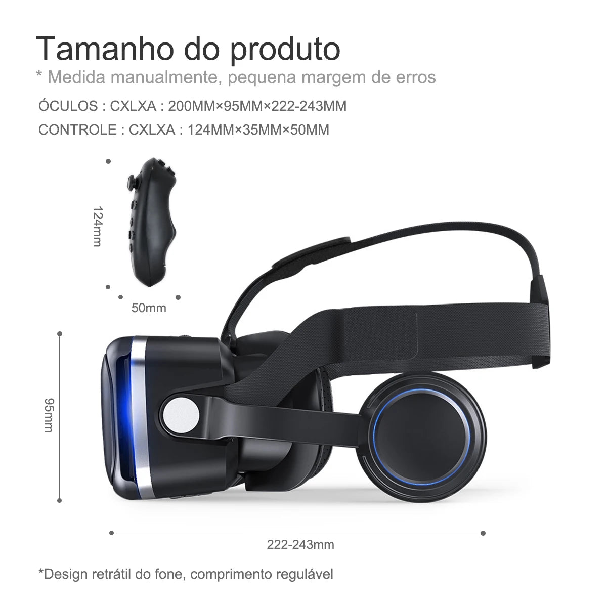 Essencial VR Glasses - Óculos de Realidade Virtual 3D para Smartphones