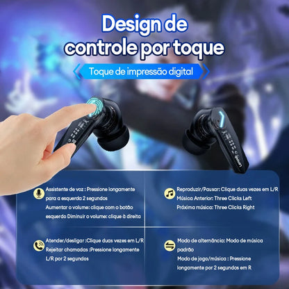 Essencial Gaming Pro - Fones de Ouvido Bluetooth com Modo de Baixa Latência